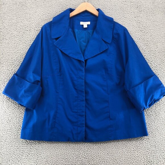 Coldwater Creek Blazer Womens 20 22 Blue Cuffed 3/4 Sleeve Button Office Work* - Picture 1 of 11